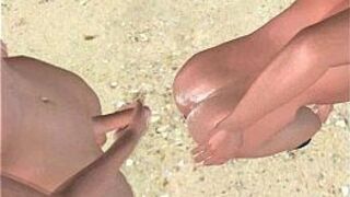 These sexy 3D studs are fucking on a beach and cumming porn video